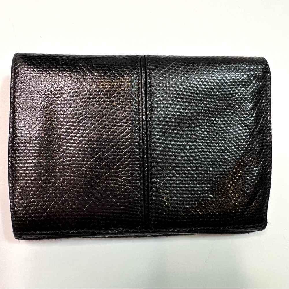 Vintage Judith Leiber Tri-fold Black Leather Wallet Credit Card Holder - Picture 2 of 14